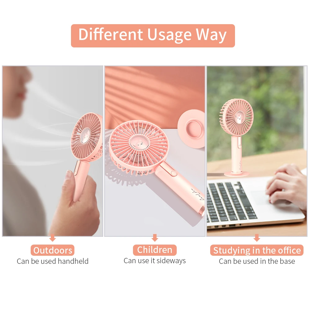 

Summer Portable Mini Fan 3 Speed Adjustable Fans USB Rechargeable Desk Handheld Air Conditioner Cooler Outside Travel Artifact