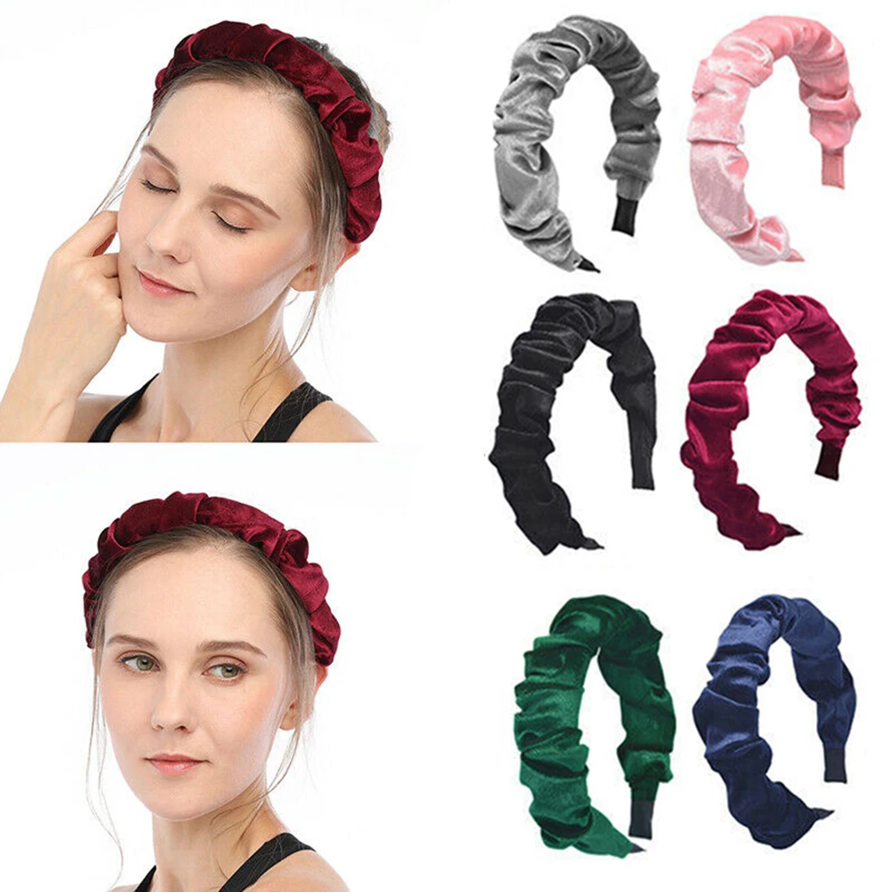 Женский бархатный ободок в Корейском стиле винтажный тюрбан простой