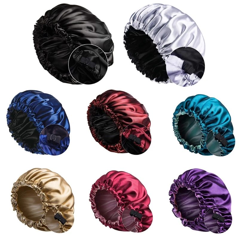 

Satin Bonnet Sleep Cap Extra Large Double Layer Reversible Adjustable Turban Hat