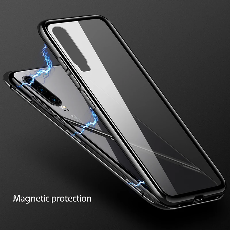 Металлический магнитный адсорбционный стеклянный чехол для Huawei Honor 10 P30 P20 Lite Mate 20