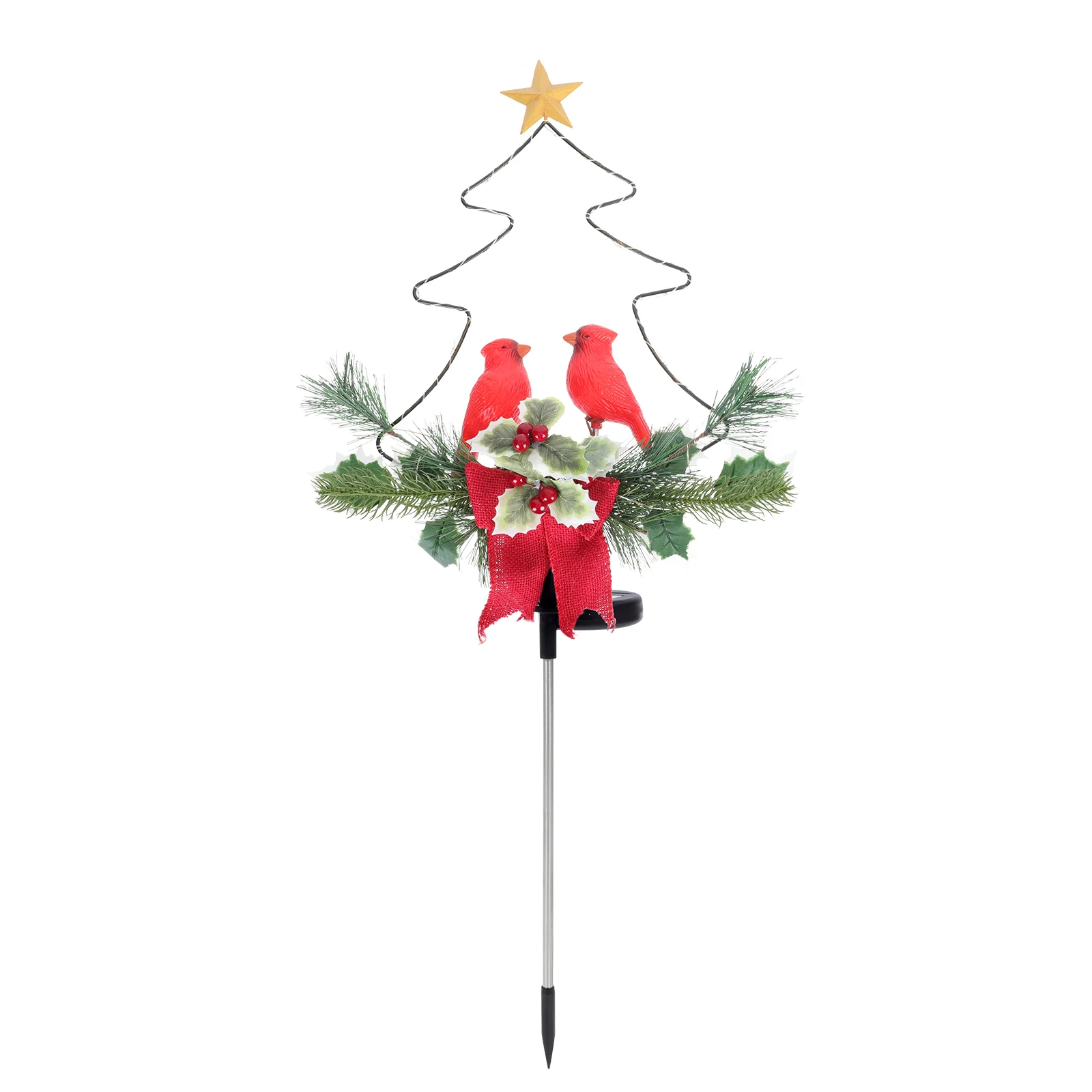 

1pc Solar Xmas Tree Shaped Light Xmas Waterproof Garden Decor Landscape Lamp