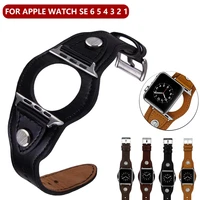 correa de cuero retro para apple watch pulsera retro de cuero genuino de 44 y 40mm 38 y 42mm para iwatch series 5432