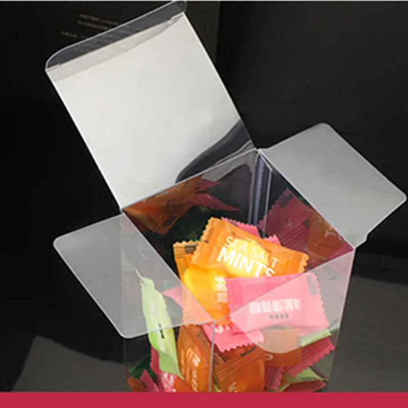 

10pcs PET clear thick plastic packaging box square candy chocolate biscuits cookies snack boxes Valentine's Day favors gift box