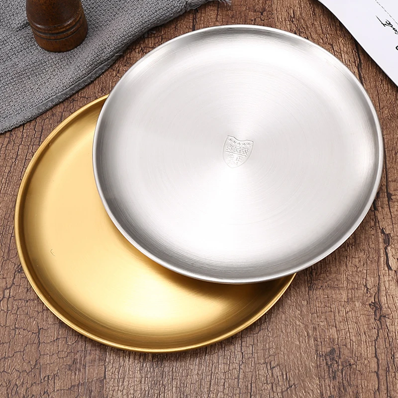 

new design high quality serving plate metal stainless steel serving dishes dinnerware food plate dish