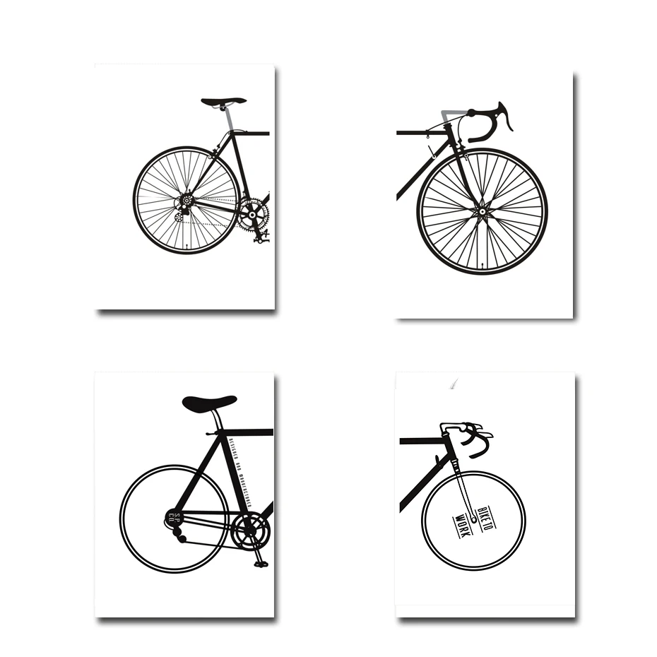 Абстрактный минималистичный черно-белый велосипед WTQ скандинавский холст