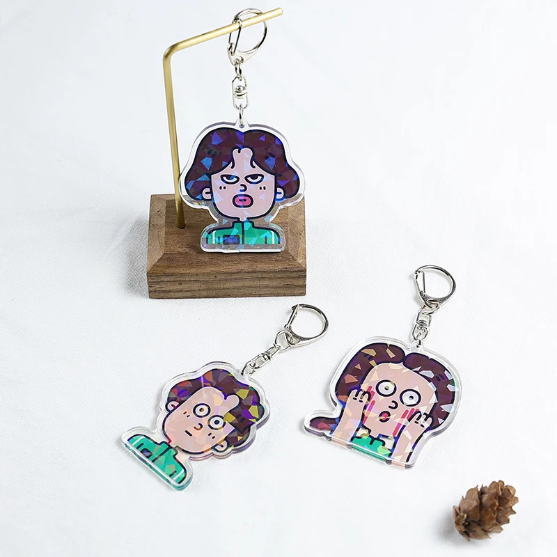 

Popular Korean Dramas Squid Game Laser Keychain for Car Accessories Women Cute Bag Pendant KeyRing Acrylic Cartoon Friend Gifts