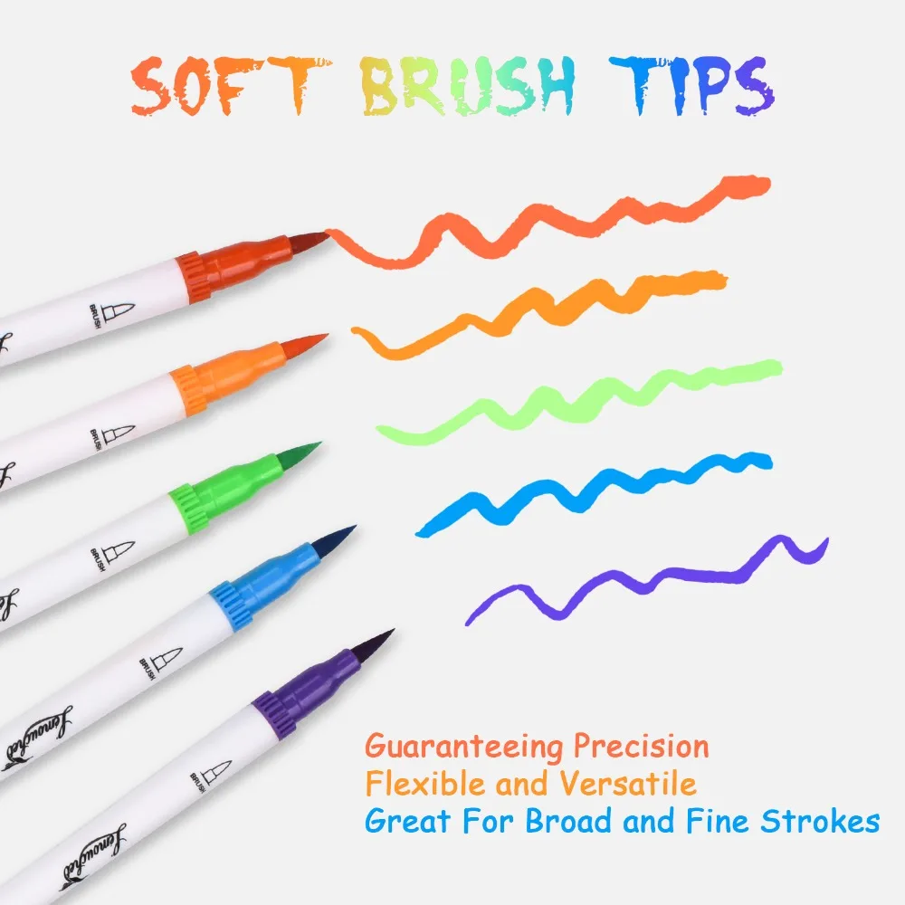 120 Colors Dual Tip Brush Marker Pens Fineliner Watercolor Art Markers Calligraphy Coloring Drawing Art Supplies with Marker Pad