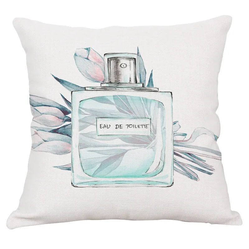 1 New Super Quality Thicken Linen Cotton Perfume Bottles Flowers Cushion Cover Sofa Throw Pillow Cover Decorative Christmas Pillow - Цвет: 1