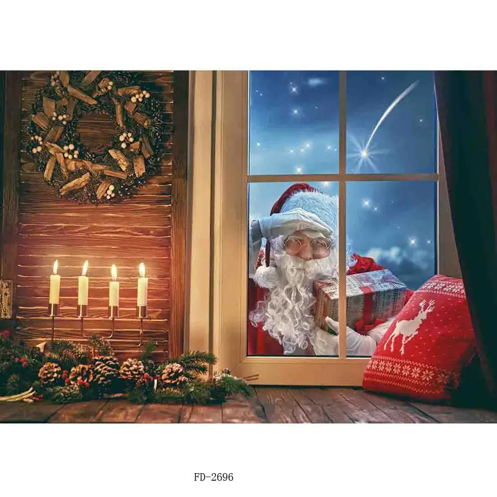 

SHUOZHIKE Vinyl Custom Christmas day Photography Backdrops Prop Christmas gift Windows theme Photo Studio Background 20924XTW-06