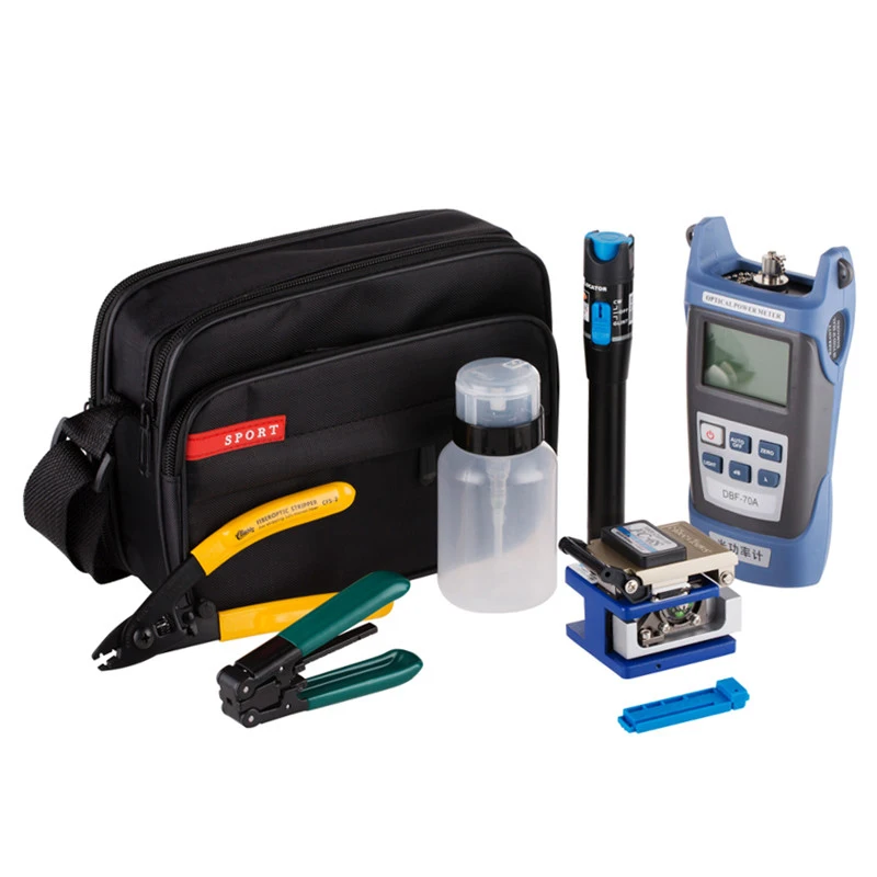 

12pcs/set Cold connection Fiber Optic FTTH Tool Kit FC-6S Fiber Cleaver Optical Power Meter 5km Visual Fault Locator