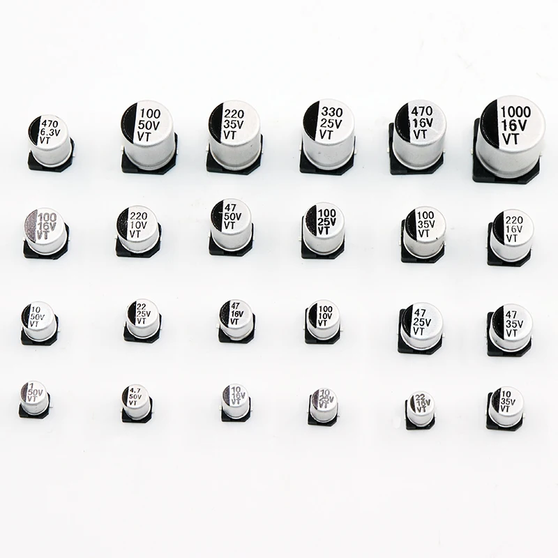 

Free Shipping 20pcs SMD 50V 35V 25V 16V 10V 100UF 220UF 47UF 33UF 22UF 10UF 4.7UF 2.2UF 1UF Aluminum Electrolytic Capacitor