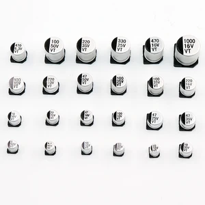 Алюминиевый электролитический конденсатор SMD 50 в 35 в 25 в 16 в 10 в 100 мкФ 220 мкФ Ф 47 мкФ 33 мкФ 22 мкФ 10 мкФ Ф 4,7 мкФ 2,2 мкФ Ф 1 мкФ, 20 шт.