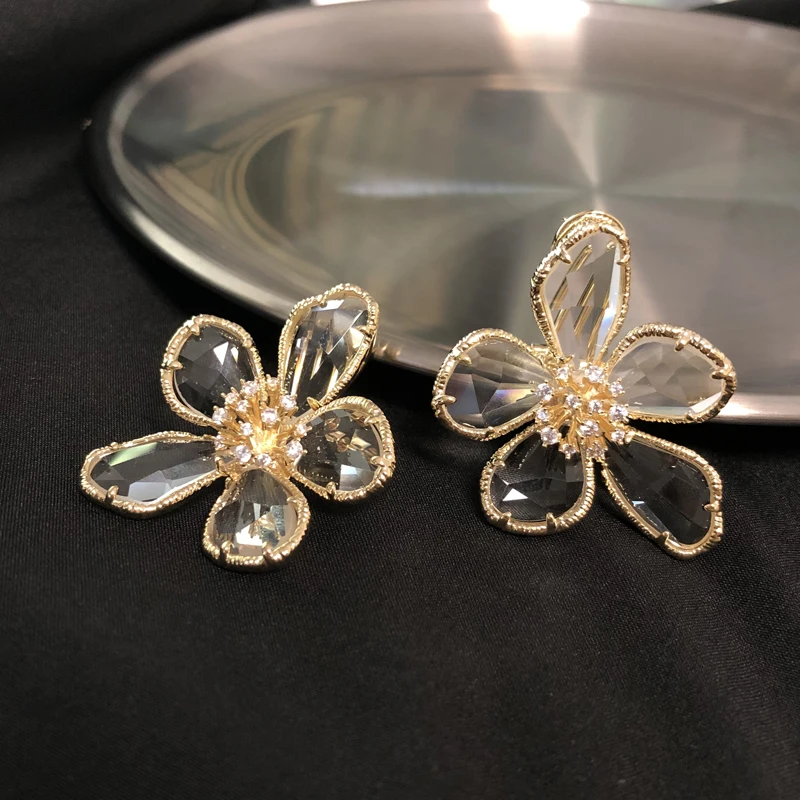 Timeless Wonder Amazing Crystal Stone Cut Flower Drop Statement Earrings Women Jewelry Punk Gothic Boho Trendy Top Sweet 3246 | Украшения и