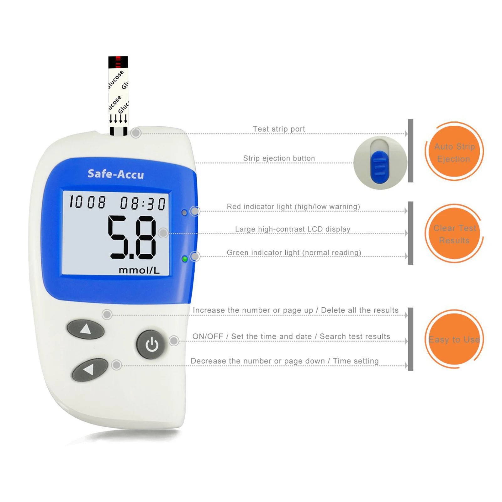 Набор для измерения уровня сахара в крови комплект глюкозы с 50 тестовыми