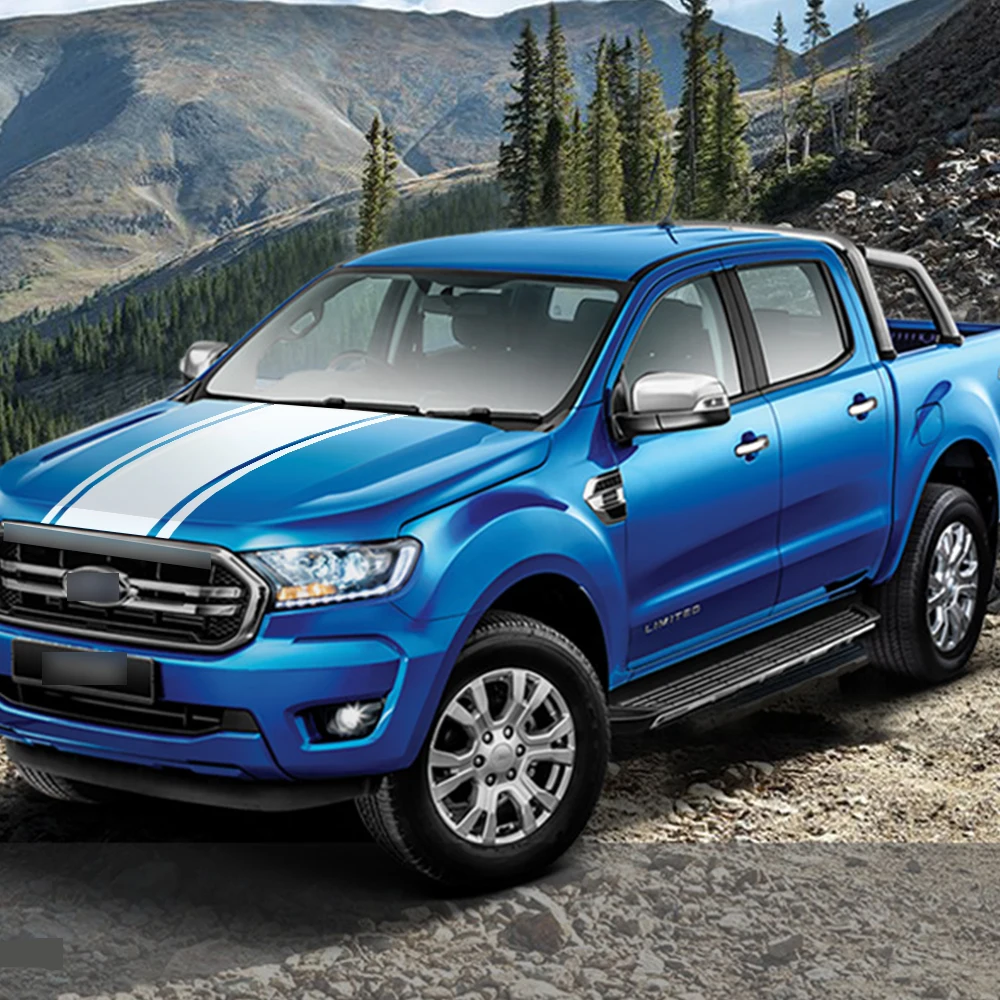 Car Decals Hood Gradient and Side Door Stripe Graphic Vinyl Sticker Customized Fit for Ford Ranger 2015 2016 2017 2018 2019