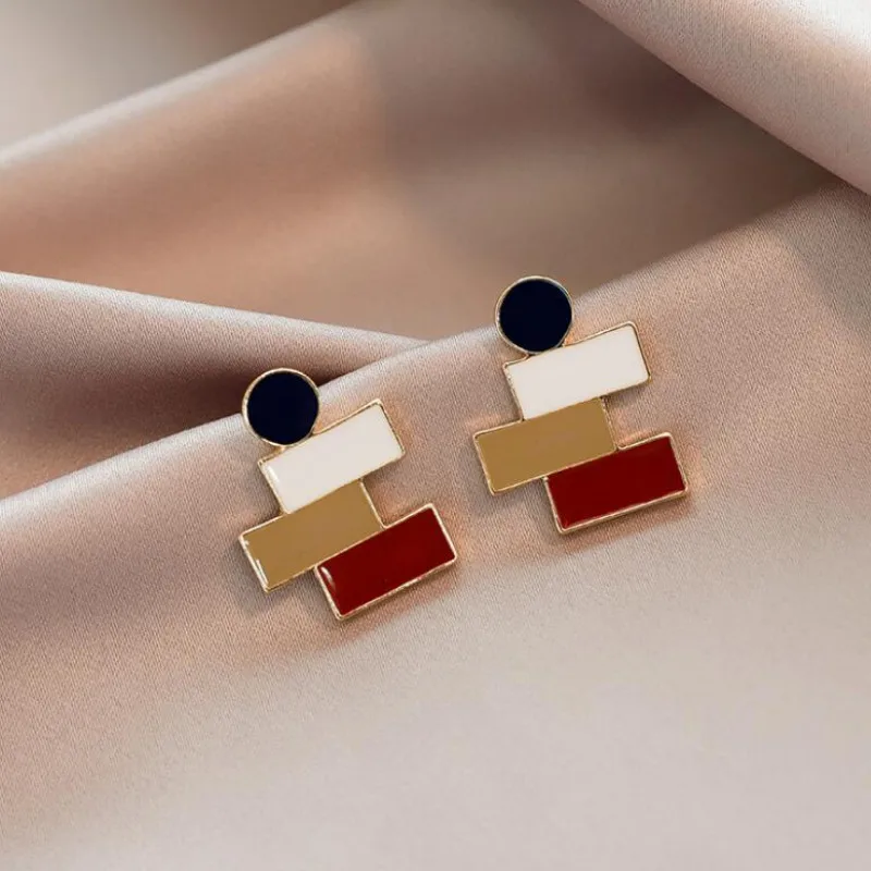 New Fashion Stitching Stud Earrings for Women Jewelry Personality Gift