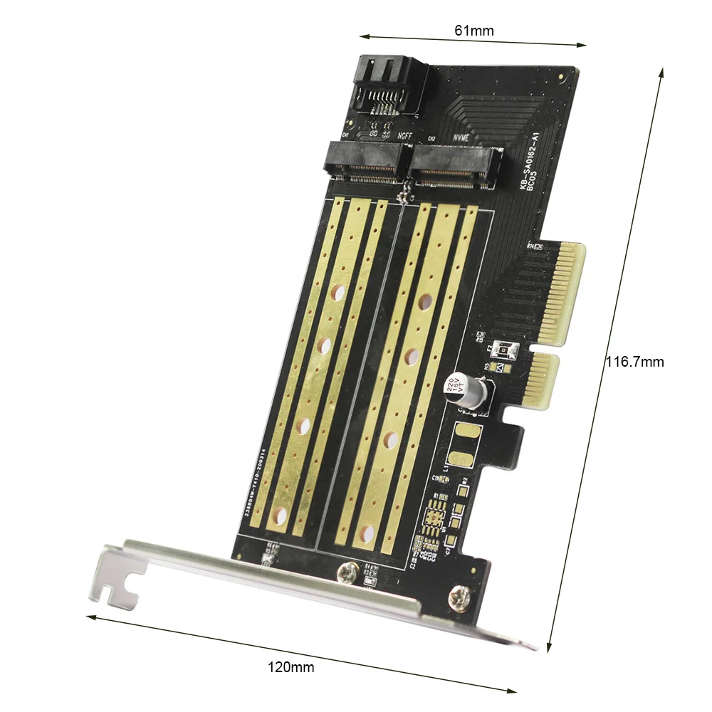 

PCI-E to M.2 Adapter High Speed Dual Port NGFF NVMe M.2 PCI-E Card for M-Key/B-Key SSD Computer Expansion Cards