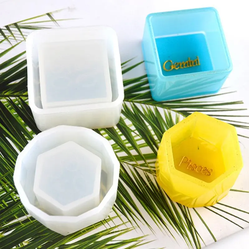 

3Pcs/Set Crystal Epoxy Resin Mold Flowerpot Casting Silicone Mould Handmade DIY Crafts Decorations Storage Box Making Tools