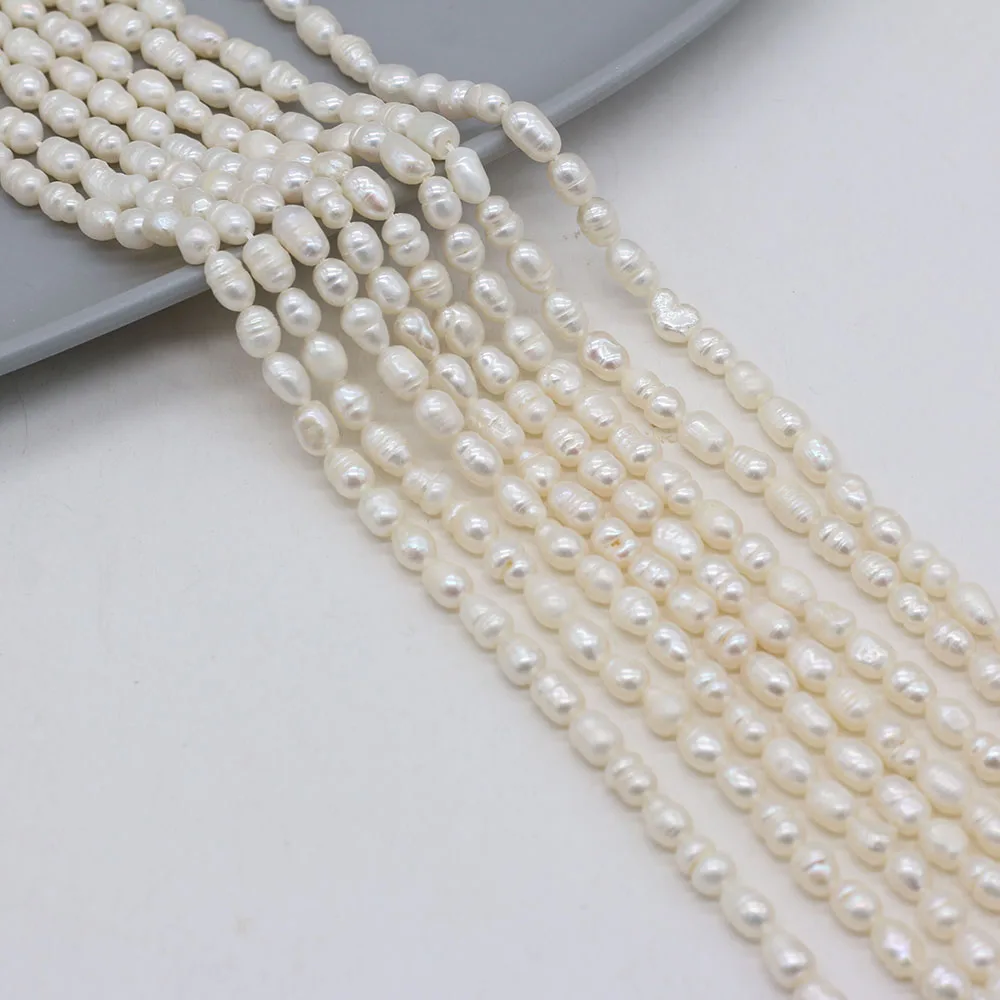 Бусины Из Натурального пресноводного белого жемчуга рисовые бусины россыпью для