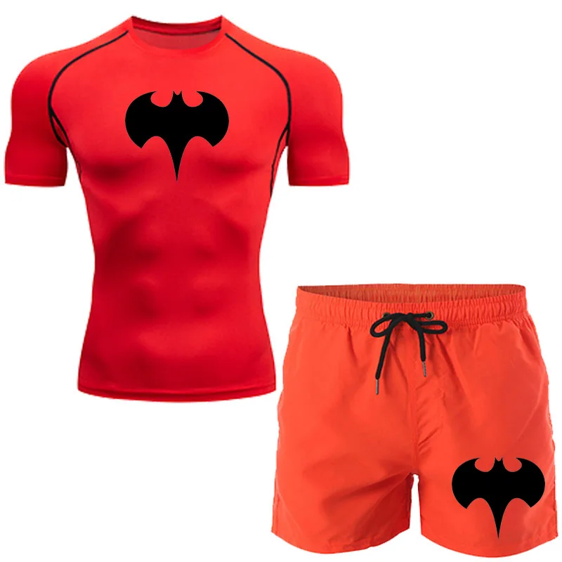 

Spring and summer's latest compressed two-piece sports men's fast dry material running + fitness Beach Sports Shorts MMA jogging