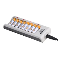 powertrust aa aaa ni mh ni cd rechargeable battery and 8 slots quick charger with led display for aa aaa batteries