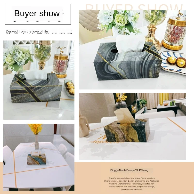 

1PC European marble texture tissue box table napkin box office living room bedroom Desktop Washroom home decoration tissue box