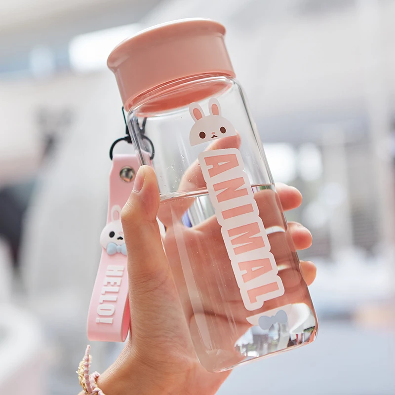 

Modern Cute Simple Water Bottle Creative Portable Transparent Water Bottle Glass Student Garrafa De Agua Water Bottles BN50WB