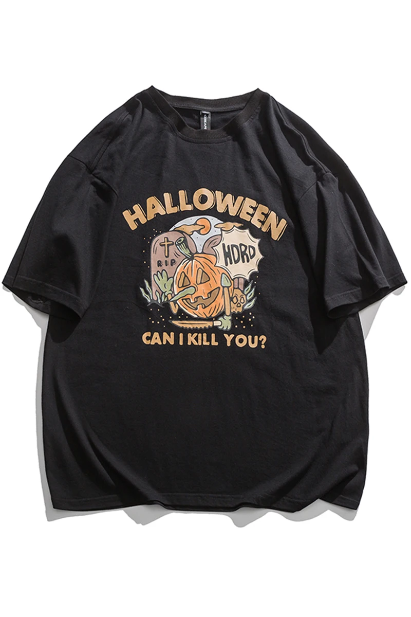 

2021 Summer T Shirts Men Harajuku Shirt Halloween Cartoon Print Harajuku Japan Style Leisure Fashion COTTON Men Clothing Tee