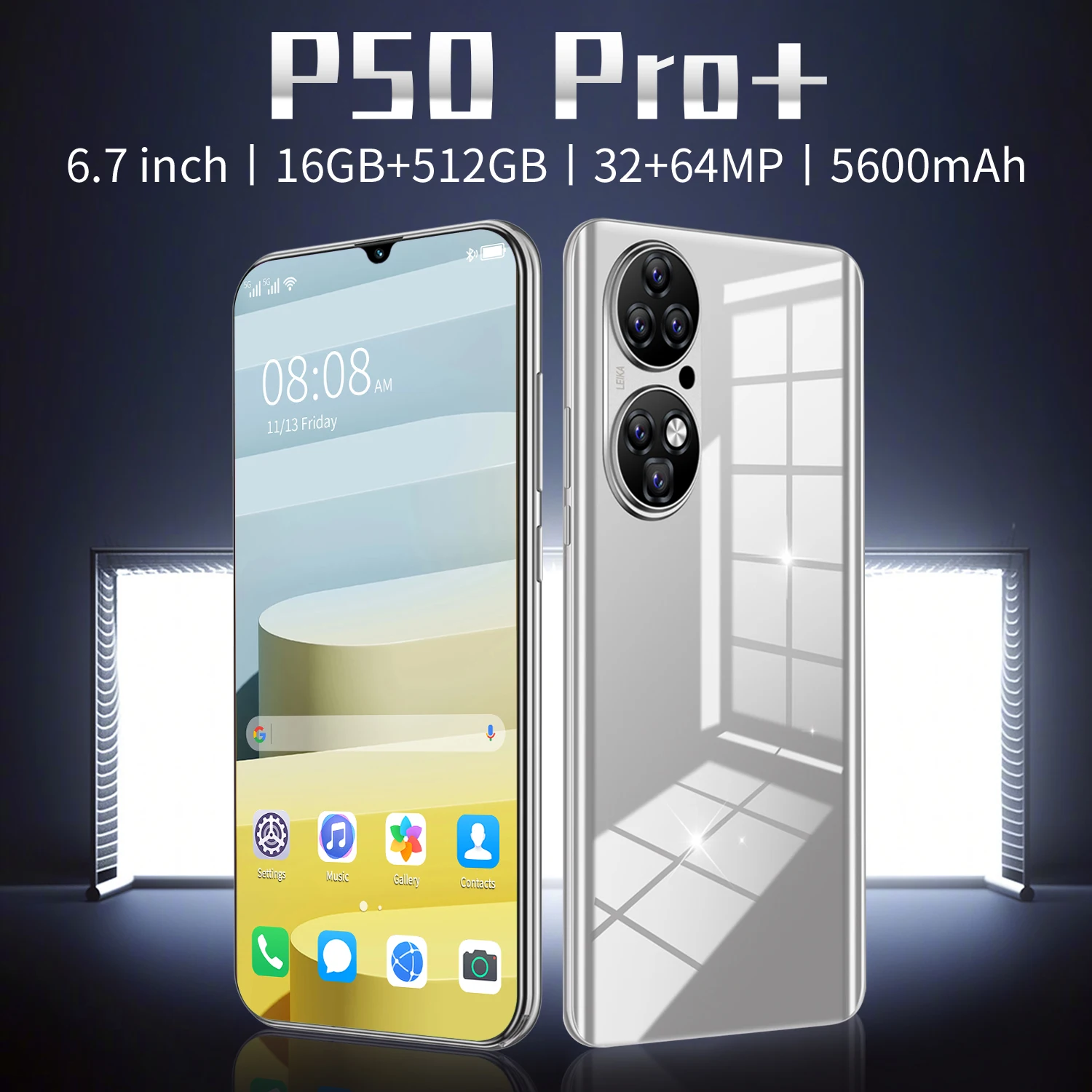 Tel&eacute;fono Inteligente P50 Pro, m&oacute;vil de 6,7 pulgadas, 16 + 512GB, Octa Core, 32 + 64MP, c&aacute;mara HD, 6800mAh, MTK6889, Global-0