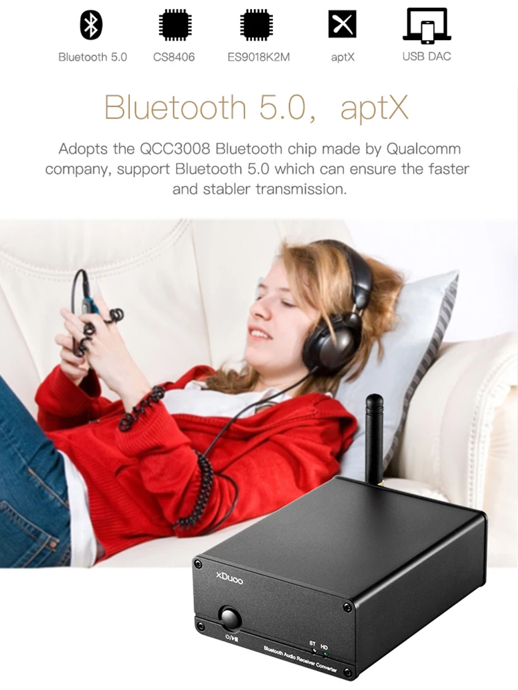 XDUOO XQ 50 Buletooth 5 0 преобразователь аудиоприемника ПК USB DAC ES9018K2M Chip support aptX/SBC/AAC XQ50