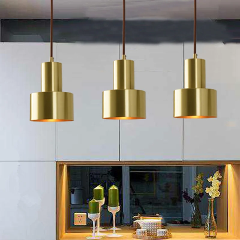 Европейская Скандинавская маленькая медная латунная Подвесная лампа