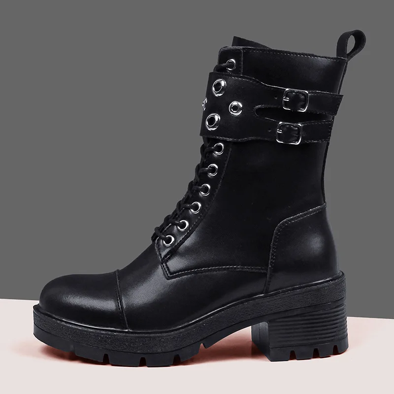 Белые женские ботинки botas mujer Женские Ботинки Martin из натуральной кожи Модные