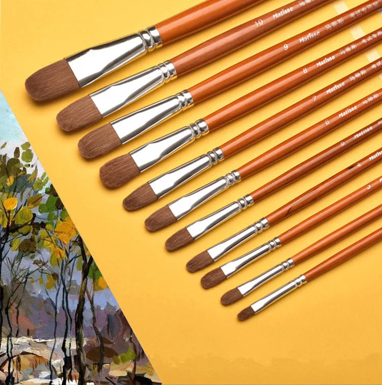 6pcs Professional Weasel Hair Paint Brushes Oil Acrylic Watercolor Paint Brush For Drawing Painting Brushes Art Supplies