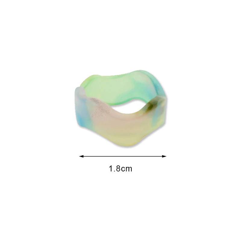 

Sweet Colorful Resin Acetate Geometric Finger Ring Cute Summer Acrylic Fresh Pattern Wave Opening Ring For Women Girl Jewelry