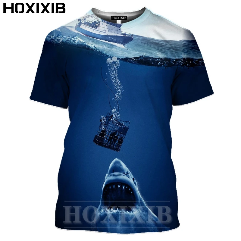 Футболка HOXIXIB мужская с 3D-принтом морской жизни тигра акулы футболка для косплея