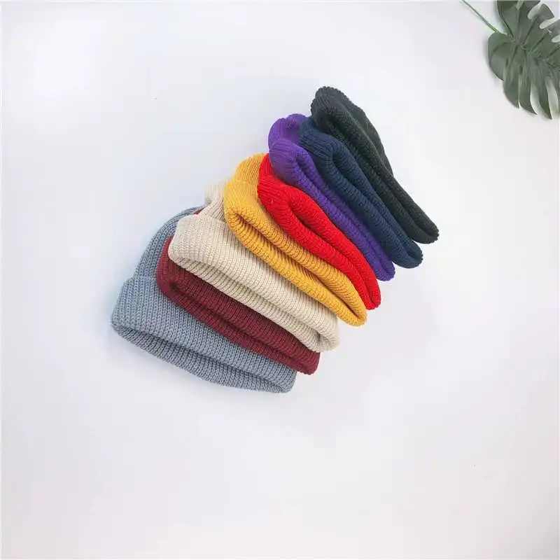 Повседневная вязаная кепка для мальчика теплые шапочки на осень и зиму Детская