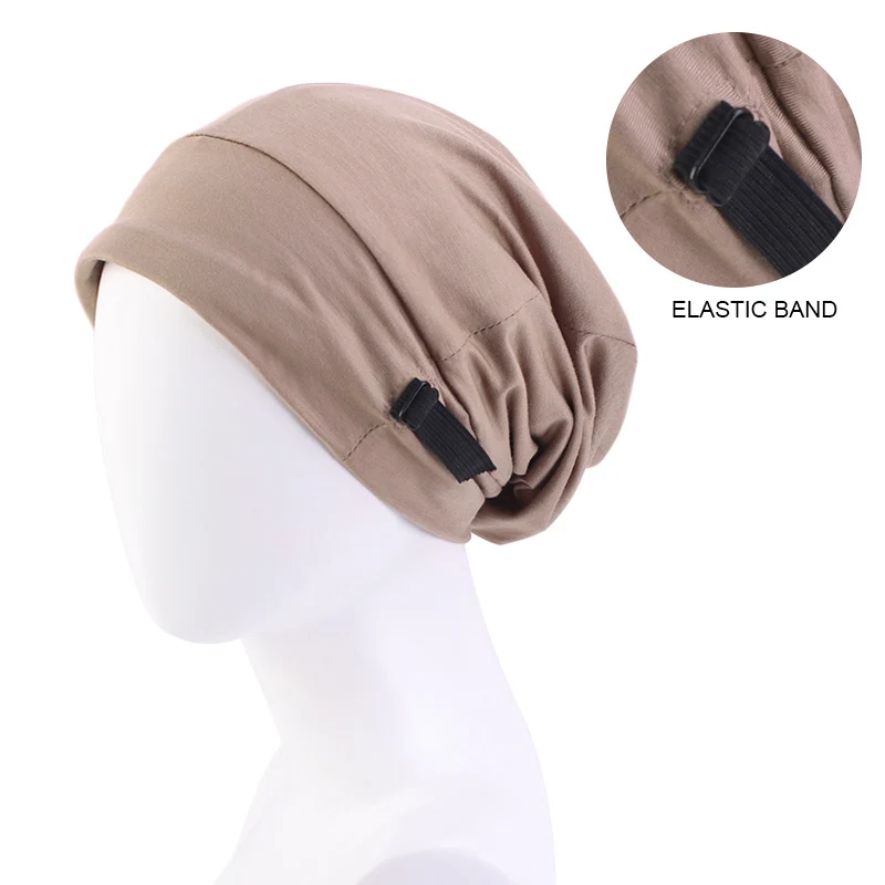 

Unisex adjustable Stretchy Women Satin Lining Chemo Cap Muslim Cotton Turban Hat Beanie Ladies Islamic Hijab Headwear Indian Cap