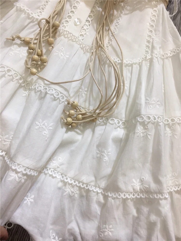 

Free shipping heavy craft embroidery stitching lace lace waist waist multi-level dress ladies autumn new style A-line puff skirt