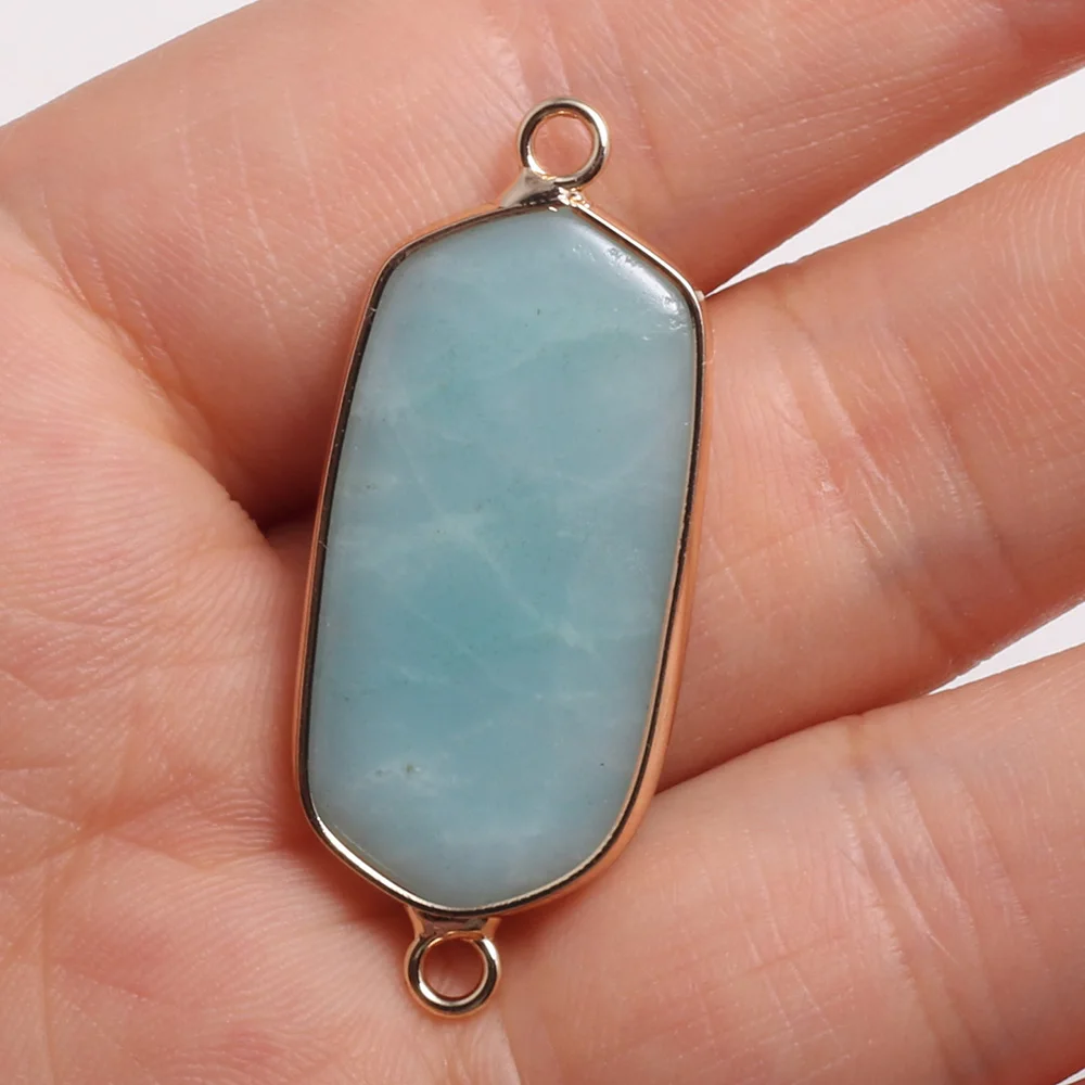 

New Rectangular Semi-Precious Stone Hemming Connector For Jewelry Making Bracelets Craft Charm Accessories Gift Size 16x40mm