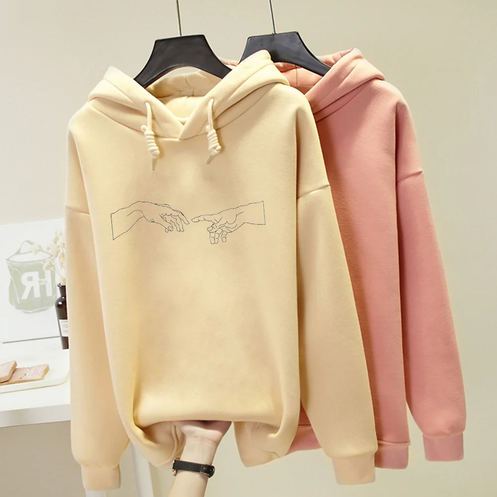 

Streetwear Hoodie Soft Oversize Sweatshirts for Unisex Hoodies Aesthetic Art Line Hands Sweatshirt Comfortable Hoodie Sweatshirt