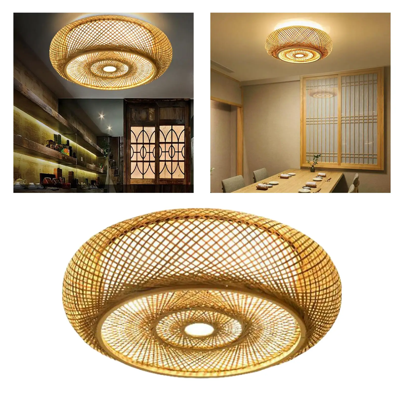 

Bamboo Lampshade Hotel Living Room Woven Ceiling Light Cover Dust-proof