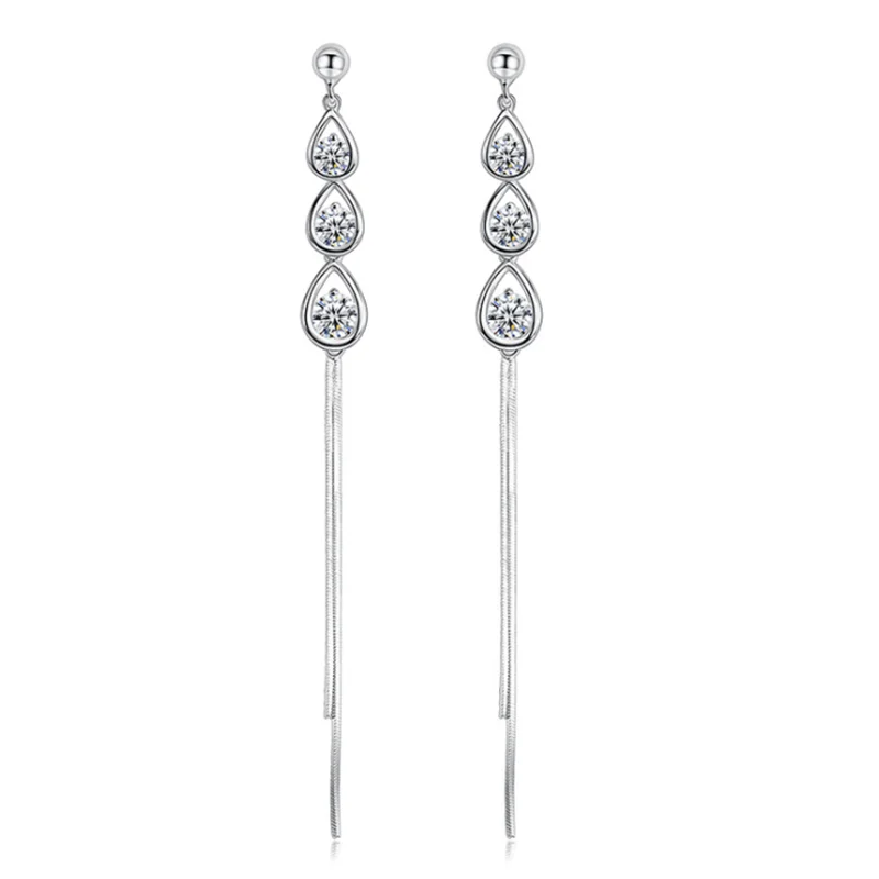 

8.5cm Long Tassel Drop Earrings Anti Allergy Material High Quality Stud Earrings For Women Unique Design Fashion Earring Jewelry