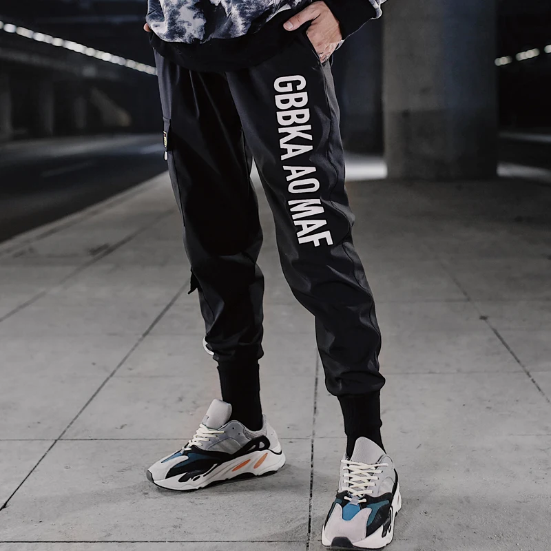 

Windbreak Pocket Letter Casual Men's harem pants Patchwork Hip Hop Men's loose sports pants streetwear Cargo Joggers trousers