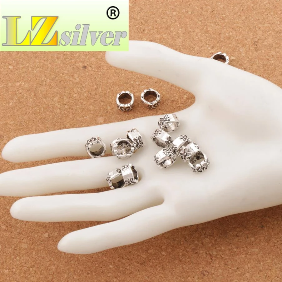 Dots Cross Flower Circle Spacer 10x10x5mm 200pcs Zinc Alloy Big Hole Beads Jewelry DIY L1366