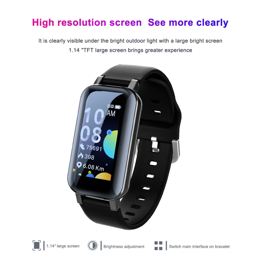 T89PRO 1 14 дюймовый Bluetooth монитор сердечного ритма спортивный смарт-браслет с