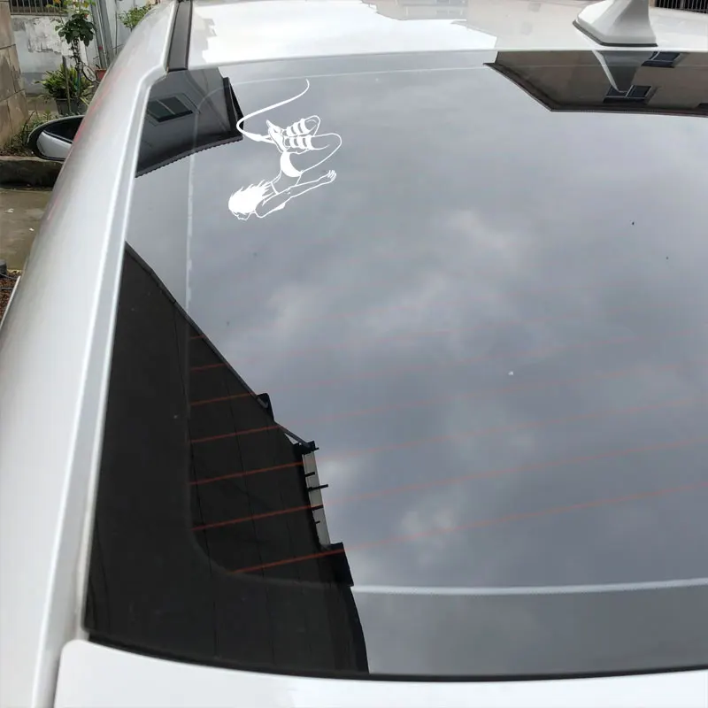 

YJZT 14.2CM*17.6CM Girl Bungee Jumping Extreme Sport Vinyl Car-Styling Car Sticker Black/Silver High-quality C31-0098