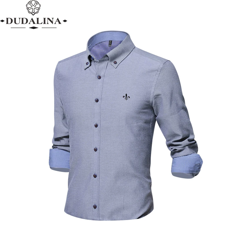 Оксфордская мода Blusa Camisa Social Masculina Dudalina с длинными рукавами и принтом Slim Fit рубашка мужская одежда с цветочным рисунком