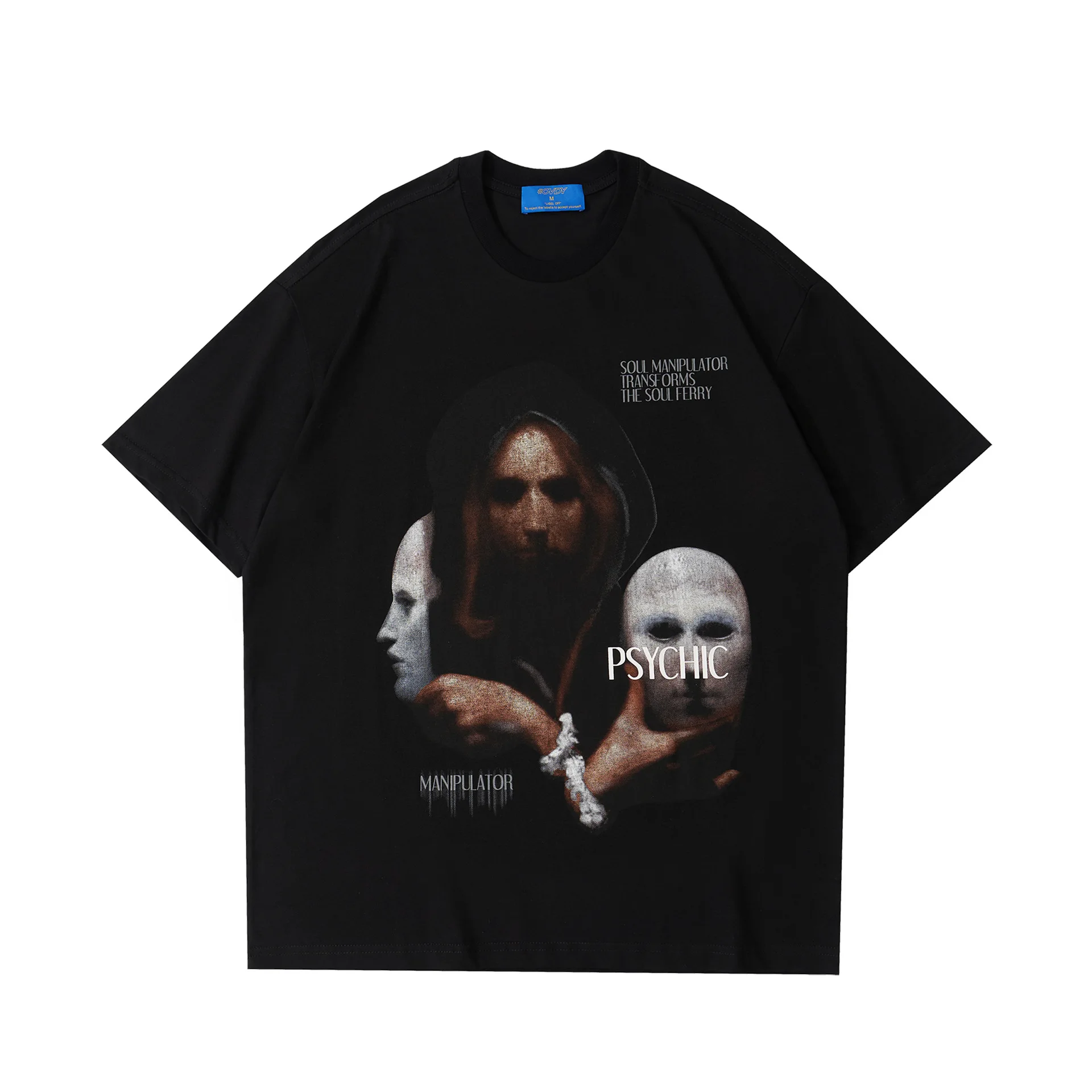 

Dark Hip-hop Street Asian Windy Face Short-sleeved T-shirt Men Women Oversize European American Highstreet Fashion Clothing