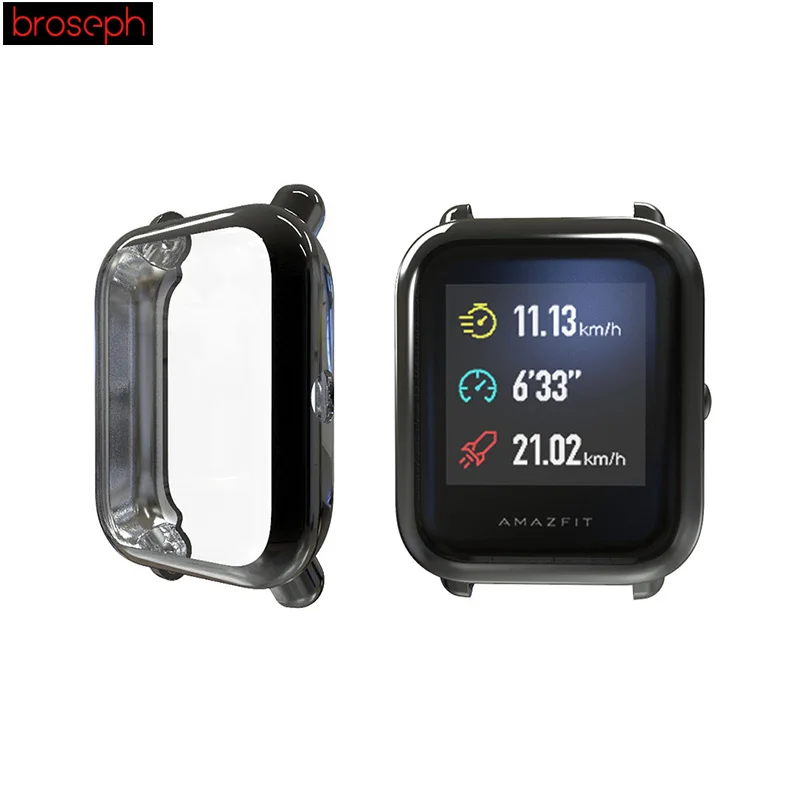 Black Мягкий ТПУ защитный чехол для Amazfit Bip защита экрана полный охват часы бампер Смарт часы аксессуары - Цвет: Black