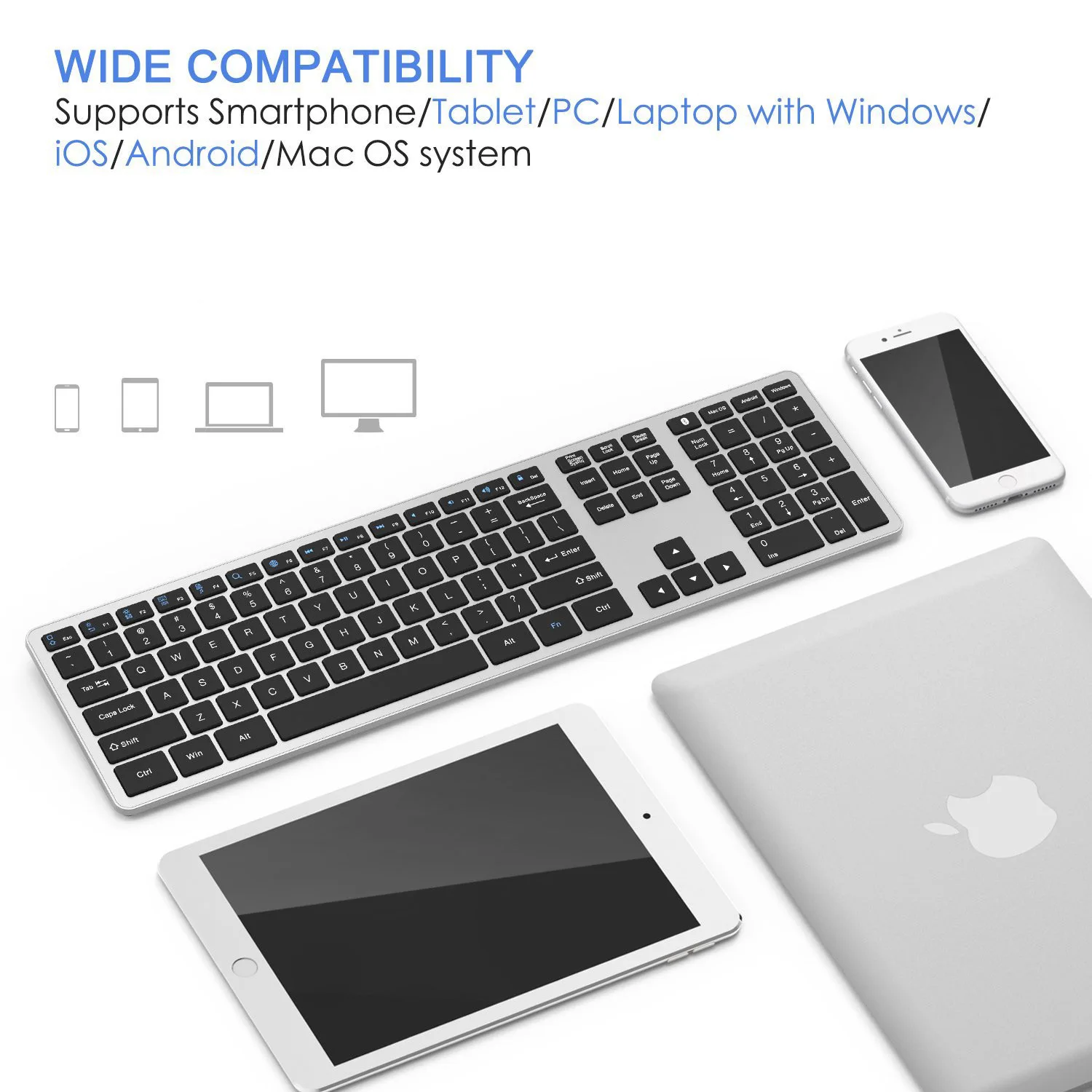 SeenDa Bluetooth keyboard Full-Size Wireless Keyboard for Ipad Laptop Table 109-button multi-pairing | Компьютеры и офис